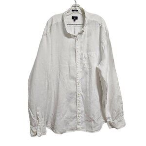 GANT The Linen Regular Fit Button Up Men Shirt Size 3XL White